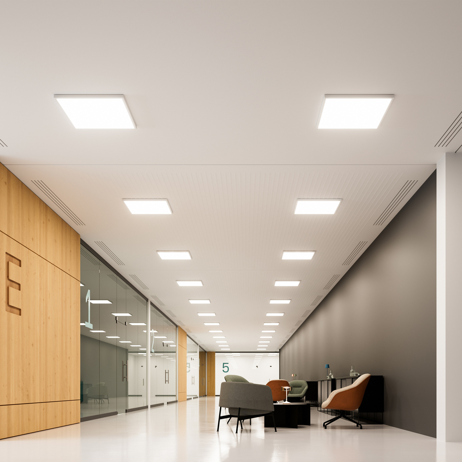 LED panel Fled, 4,320 lm, 62x62 cm, 115°, 4,000 K | Lights.co.uk